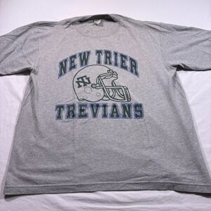 VTG New Trier Trevians Gray Football T Shirt Short Sleeve 2XL